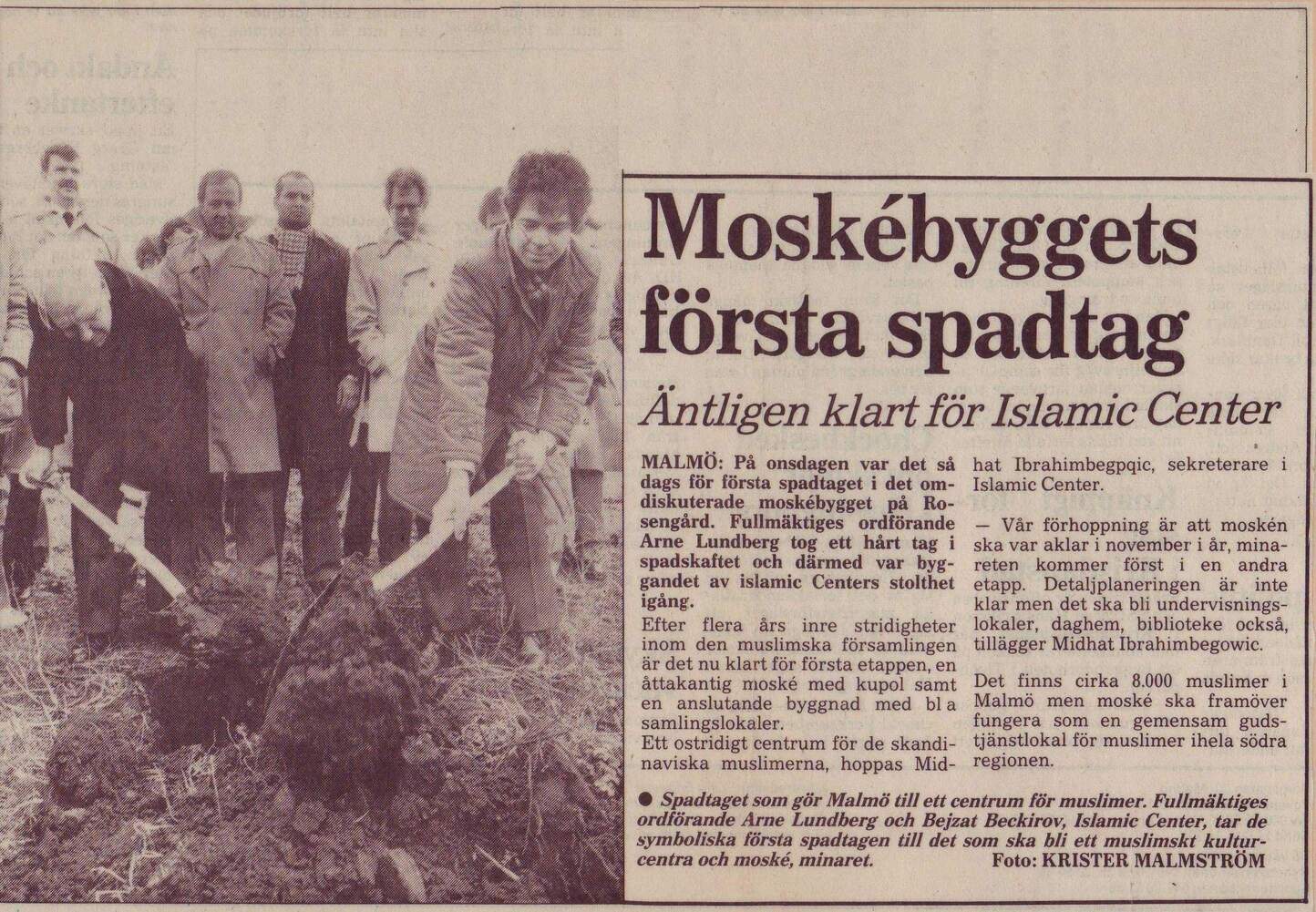 Moskébyggets första spadtag 1983.